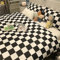 Housse de Couette Blanche et Noir 220x240, Parure de Lit Réversible À Carreaux en Coton avec Fermeture À Glissière, 4 Housse de Couette en Damier de Luxe + 2 Taies d'oreiller + 1 Drap Plat,200x230cm