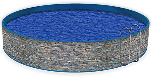 Wallario Pool Verkleidung mit Motiv und Ösen, Umrandung Dekoration, Motiv Natursteinmauer in grau braun, Größe Höhe 80 cm x L 10m