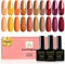 YSUVIN UV Nagellack Orange, 10 Farbe Orange Gelb Rot Burgunderrot Gel Nagellack Herbst Winter UV Gel Nagellack Soak-off UV für Halloween Weihnachten Nagelkunst DIY, 8 ML