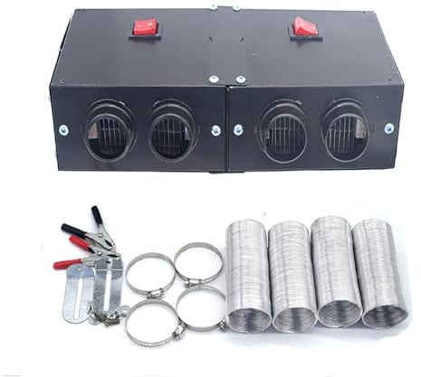 Baceyong Auto Heizlüfter, 360W Auto Heizung 12V Zigarettenanzünder, Anti-Beschlag Windschutzscheibe Demister Fenster Defroster Lüfter Enteiser Elektrisch, Kinetische Mini-Heizung 4 Ports Warmlüfter