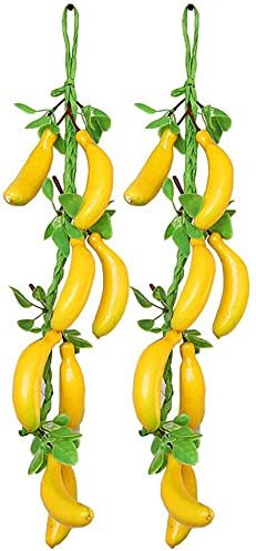 Künstliche Blumen, 2 Stück, künstliche Bananen, Obst, Gemüse, zum Aufhängen, Heim-/Gartendekoration
