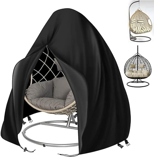 Kovshuiwe Housse de Chaise à Suspendre en Forme d'œuf avec Fermeture éclair en Tissu Oxford 420D imperméable, Anti-UV et Coupe-Vent pour balancelle 158 x 215 cm