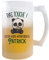 Planetee Chope de bière prénom Patrick avec panda mignon et grognon | Verre à bière pinte Cadeau Apéro Humour alcool