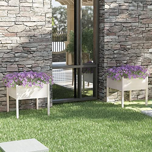 ZEYUAN Jardinières 2 pcs Blanc 70x70x70 cm Bois de pin Massif,Jardiniere sur Pieds,Jardiniere Terrasse