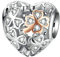 BEEUVIP Damen Ein Klee Herz Charm Anhänger für Armband 925 Sterling Silber Geburtsstein Charms Beads passend für Armband