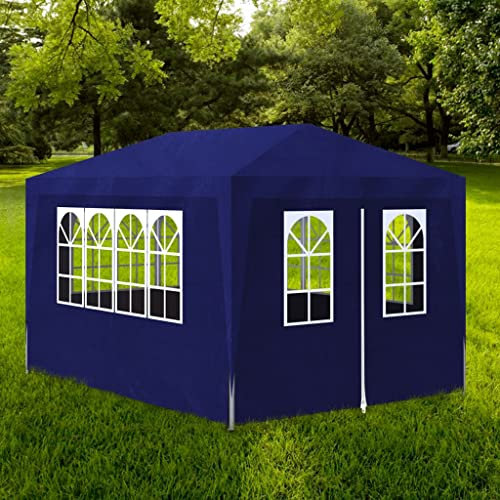 HOMIUSE Tenda per Feste 3x4 m Blu Tendone Per Esterno Impermeabile Gazebo Chiuso Cucinotto Da Campeggio Gazebo Campeggio Con Pannelli Laterali Utilizzato Per Varie Feste E Attività All'Aperto