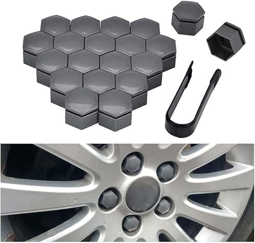RUFD 20 Stücke Auto Radschraubenkappen für Audi A6 Avant 4A 4B 4F 4G C8, Auto Mutter Rad Auto Hub Schraube Schutz Diebstahlschutzkappe Zubehör,B Grey-17mm
