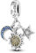 CYCUFF Sterling Silber Charms 925 für Europäische Armband & Halsketten Anhänger Perlen Schmuck Geschenk für Frauen Familie Freunde (Sonne Stern Mond Charm)