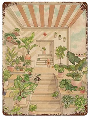 Metal tin sign Retro Style Novelty Poster Iron Painting Houseplants Tin Sign,Houseplants Art Decor, Gift for Houseplant Lover, Plants Tin SignWall Decoration PlaquesSize 12x16 Inches