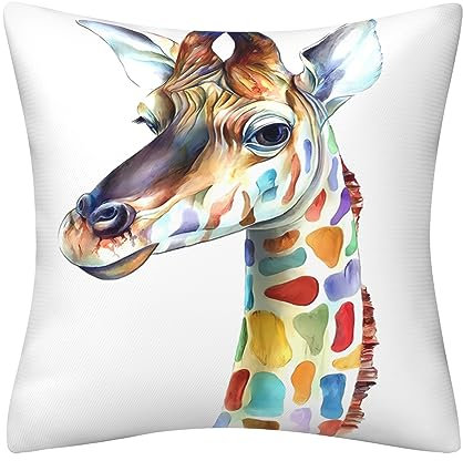 DILOXNSU Giraffen-Kissenbezüge, 45 x 45 cm, niedlich, bunt, Giraffe, modernes Zuhause, doppelseitig, dekorativ, für Wohnzimmer, Sofa, Bett, Couch, Kissenbezug 45,7 x 45,7 cm