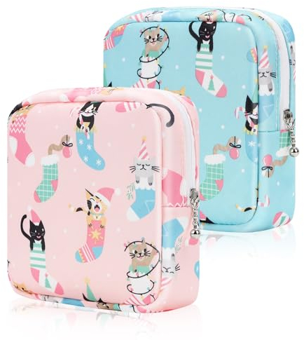 Desing Wish 2 Stück Tampon Aufbewahrung Binden Tasche Perioden Aufbewahrungstasche Klein Make Up Tasche Schminkbeutel Reise Kosmetiktasche Damen Erste Periode Set Mädchen Geschenk mit Reißverschluss