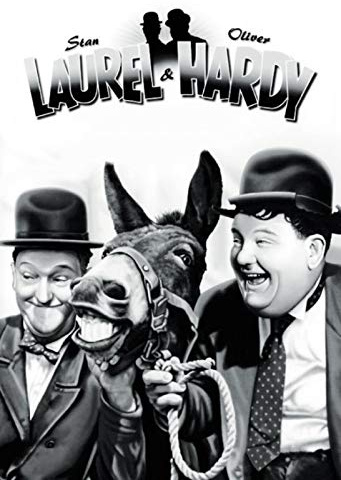 Ontrada Holzschild 12x18cm Laurel & Hardy Dick & Doof Lachen Esel Holz Schild