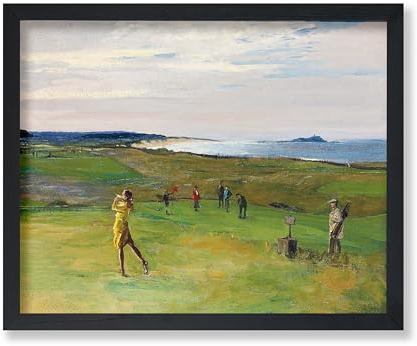 Poster Master Poster The Golfplatz im Vintage-Stil, Retro-Druck von North Berwick, Landschaftskunst, Golfkunst, Sportkunst, Seekunst, ästhetische Kunst, Wanddekoration für Wohnzimmer oder Büro, 20,3