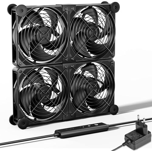 upHere gaming AC 220V Lüfter 120mm,Dual Kugellager mit 5 Einstellbare,DC 12V PC Ventilator,Geschwindigkeiten mit AC Geschwindigkeit Kontrolle DC 12V Kühlung Lüfter für PC Laptop,4PCS,U2DC4.