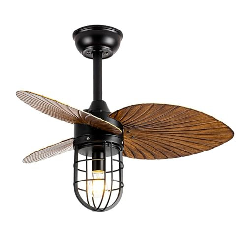 HUGDSB Ventiladores de techo negros retro, estilo industrial, control remoto, for el hogar, balcón, entrada, lámpara de ventilador silenciosa pequeña for sala de estar, cocina, porche