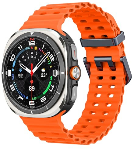 MoKo Cinturino Sportivo Compatibile con Samsung Galaxy Watch Ultra 47mm (2025/2024) per Uomo Donna, Cinturino di Ricambio in Silicone Morbido e Traspirante per Galaxy Watch 7 Ultra, Arancione