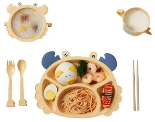 Baby Essgeschirr Set mit Krabben-Motiv – Teller, Schüssel, Becher und Besteck für Kleinkinder
