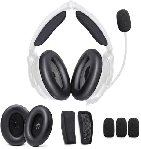 Voarmaks A30 Replacement Ear Pads Headband Cushion Pad Compatible with Bose A30 Aviation Headset including Inner Foam Filter Inserts, 3 Mic Covers Windscreen, Protein Leather Memory Foam (Refresh Kit)