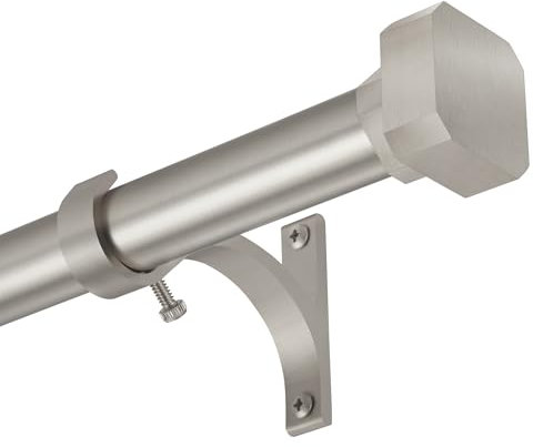 Gardinenstangen für Fenster, 71,1 cm bis 121,9 cm, strapazierfähig, modern, dekorativ, Teleskopstange mit Halterungen aus solider Aluminiumlegierung und quadratischen Endstücken, längenverstellbar,