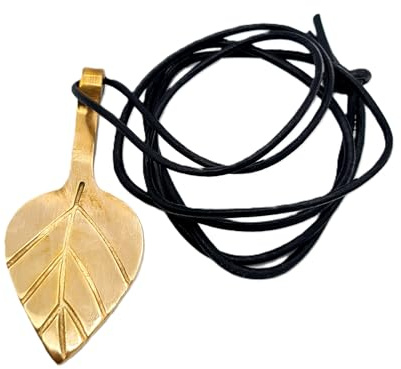 CRAFTOMATIK Mittelalter Amulett | Handgefertigt Wikinger Anhänger | Rotes Kupfer Keltischer Medaillon | Blatt Form | HFA21-G