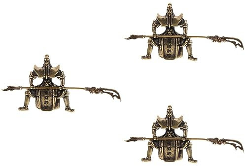 Cabilock Kung-fu-Figur 3st Tee Haustier Guan Yu Glückliches Essen Kette Handdekor Halter Plus The Edith Eger Deutsch Teetischdekoration Desktop-Ornament Teehaustier Im Chinesischen Stil Kupfer