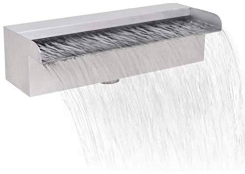 PLMNBQWE Fontaine de Piscine en Cascade Fontaine de Piscine rectangulaire en Acier Inoxydable Déversoir de Cascade Piscine Jardin Fontaine d'eau Détente Extérieur W