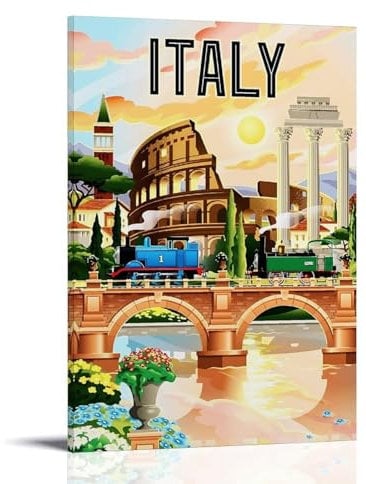 ouweri Italienisches Vintage-Reiseposter (2), Heimdekoration, Wandkunst, zum Aufhängen, Bild, Druck, Schlafzimmer, dekorative Gemälde, Raum, ästhetisch, 50 x 75 cm