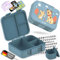 BEARFOOT Bento Box COMPACT | BPA-freie Kinder Brotdose für Schule & Kindergarten | Auslaufsichere Lunchbox für Mädchen & Jungen | Praktisch, leicht & kompakt (Hund&Katze-blau, 1.000ml)