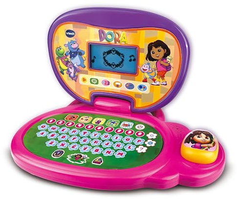 VTech - Ordenador Educativo de Dora la Exploradora, Juguetes Electrónicos Niños +3 Años, Pantalla LCD, Juegos y Actividades en Español y en Inglés, Versión ESP