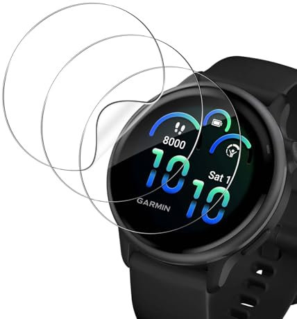 HidWee 3 Piezas Compatible con Garmin Vivoactive 6 / Vivoactive 5 Protector de Pantalla, HD Protector Película de Flexible de TPU [No es de cristal], Anti-Burbujas Anti-arañazo Protectora