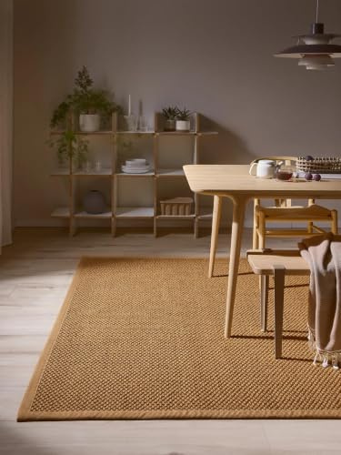 benuta Pure Sisalteppich Greta - Beige 140x200 cm - 100% Sisal - Rechteckig & im Style: Bordüre, Uni, Natural Living, Scandi Living - Pflegeleicht für Wohnzimmer Schlafzimmer