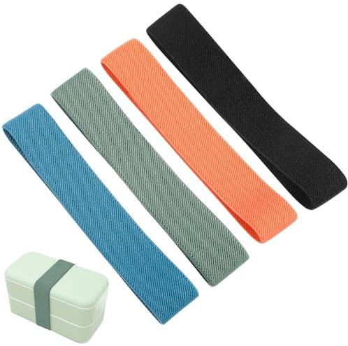 VILLCASE Bento Box Elastic Straps Adjustable Lunch Box Bands Food Container Fastening Bands for School Office Use 4 Pack