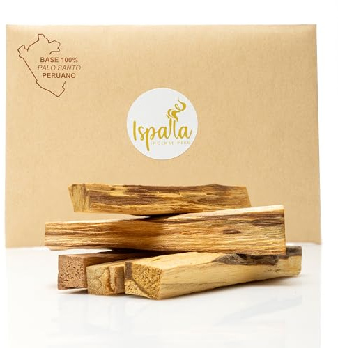ISPALLA® Original PALO Santo Räucherholz 5 Stück (50g) - Nachhaltig & Handgefertigt in Peru, Duftholz für energetische Reinigung, Schutz und Harmonie / 100% natürlich und vegan
