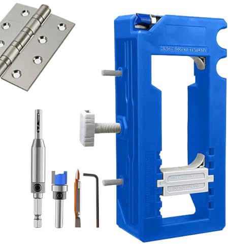 Nevalerra Charnière de porte - Fraise à feuillure de porte - Réglable et robuste - Pour charnières de 7,5 à 12,7 cm de long - Pour portes d'habitation, portes de douche, extérieur, travail du bois et
