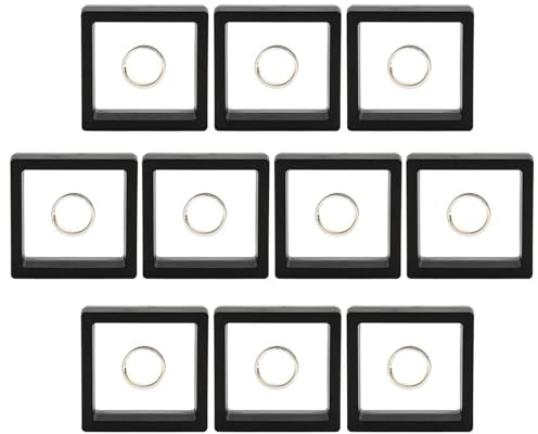Penlimly Münzvitrine,10 Stück Musterständer - Starker Schutz, schwebende Rahmen für Ring, Halskette, Armband, Ohrring, AA-Medaillon, Muscheln, Edelsteine, Mineralien, Steine