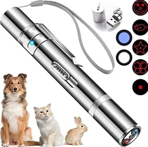 TechNest LED-Katzenspielzeug für Katzen und Hunde, 7-in-1 interaktives Spielzeug mit 5 Lichtmustern, USB-wiederaufladbar, Trainings- und Lichtspielzeug für Haustiere