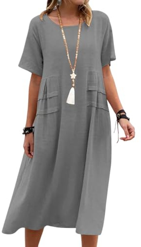 Cozyan Robe Femme Ete Chic Boheme Jacquard Col Rond D'été Robe de Plage Décontracté à Manches de Soiree Femme Longue pour Femmes Longue de Plage bohème Courtes Manches Jupe Enceinte