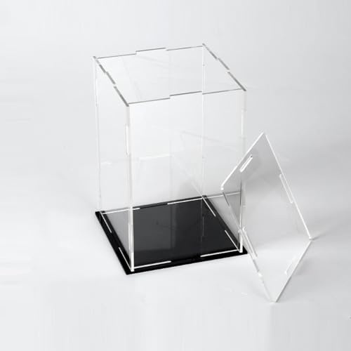 Vitrine Klare Kasten mit Schwarzem Boden, Selbstmontierbare Rechteckige Acryl Boxen für Die Präsentation Staubdichter Schutz Vitrine, für Modellautos, Figuren, Sammlerstücke(H35cm,LxW 60x60cm)