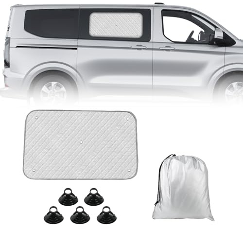 Esterilla térmica apta para Ford Transit Custom 2012-2025 puerta lateral corredera (eje corto), protección solar Ford Auto parabrisas interior adecuado para coche, parasol de coche cubierta frontal