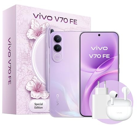 vivo Smartphone V70 FE 5G, fotocamera principale 200 MP OIS, 512GB di ROM, 8 GB di RAM, batteria BlueVolt 7000 mAh, FlashCharge da 90W, display AMOLED 1,5K 6,83 120Hz, IP68 e IP69, Pacchetto Regalo