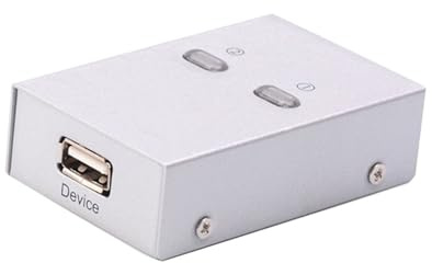 Kichvoe USB 2.0 Kunststoff und Metall mit Automatischem Umschalter Druckerfreigabeschalter für Home und Kleinbüroumgebung für Multifunktionsdrucker und Scanner