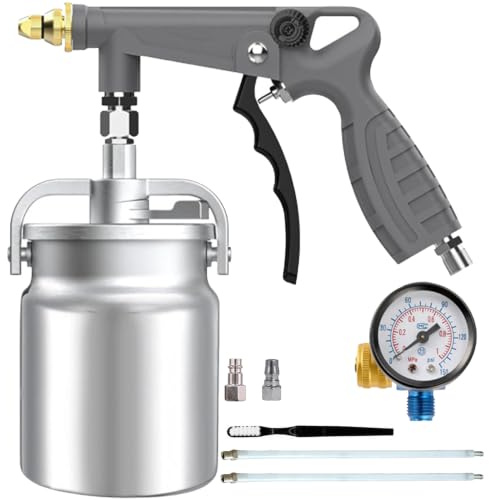 Undersidorskydds-Sprutpistol med Sugkopp, 1000ml Tryckbehållare med Manometer, Inkl. 50cm Rak & 360° Sprutslang, För Sprutning av Undersidorskydd, Rostskydd och Hålrumsförsegling
