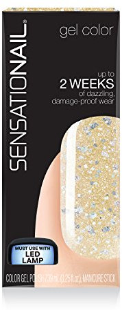 Sensationail Gel Nail Polish, Silver Seduction, Silver Glitter, 7.39ml - At Home Gel Polish