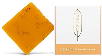 BINU Calendula Facial Soap | Milde Gesichtsseife für trockene Haut | mit Ringelblumen, Lavendel und Ziegenmilch | Rückfettende Gesichtsreinigung | Ringelblumenseife