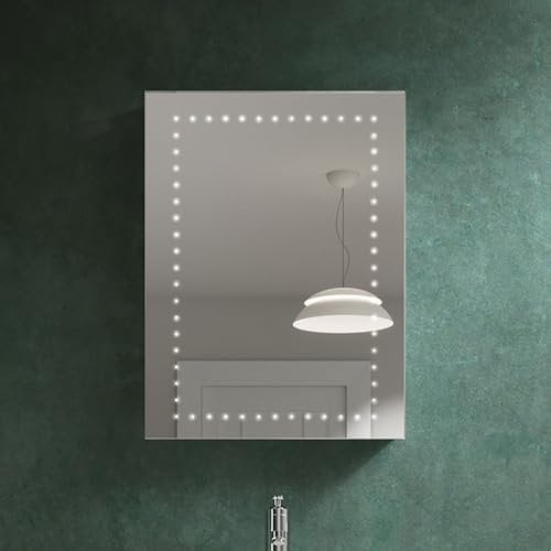 Illuminated Bathroom Mirror with LED Lights 600x800mm IP44 Rated - Maya Battery Operated Bathroom Mirror, Wall-Mounted Vanity Mirrors for Women, Battery Powered Modern Vanity LED Mirrors for Bathrooms