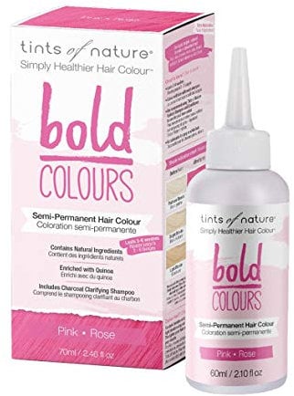 Tints of Nature Bold Colour Pink Semi-Permanent Hair Dye, Kühle Farbe Pink Semi-permanente Haarfarbe, ammoniakfrei und haarfreundliche Färbung, 70 ml