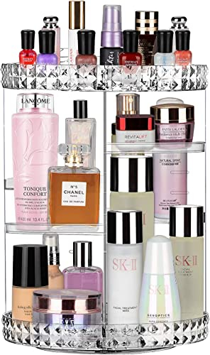 JessLab Organisateur de Maquillage, Rotatifs à 360 Degrés Réglable Organisateur Maquillage Rangement Maquillage, Support pour Brosse et Lèvres, Vanité de Salle de Bain Multifonction et Grande Capacité