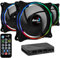 Aerocool Eclipse 12 Pro Bundle – 3 x ARGB fans 120mm, 1 x H66F HUB, Remote Control, RGB LED Dual Slim Ring Lighting, Includes 6-pin connector, Curved blades and Anti-Vibration Pads, PC Fan, Black