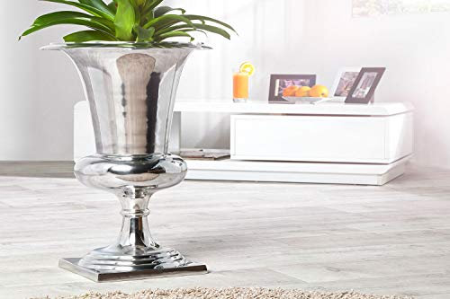 Licht-Erlebnisse Glanzvolle Vase TENOE in Silber Ø40cm 75cm hoch Pokal Form Blumenvase Dekoration