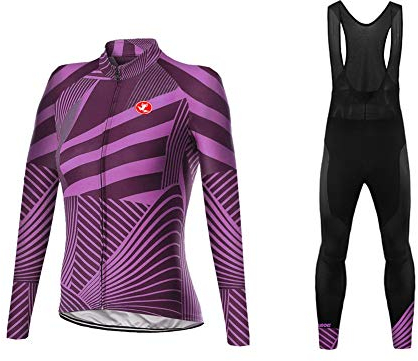 Uglyfrog Radtrikot Set Winter Damen Langarm Fahrradtrikot + Fahrradbekleidung 3D Gepolsterte Hosen Thermo Radsport Anzüge